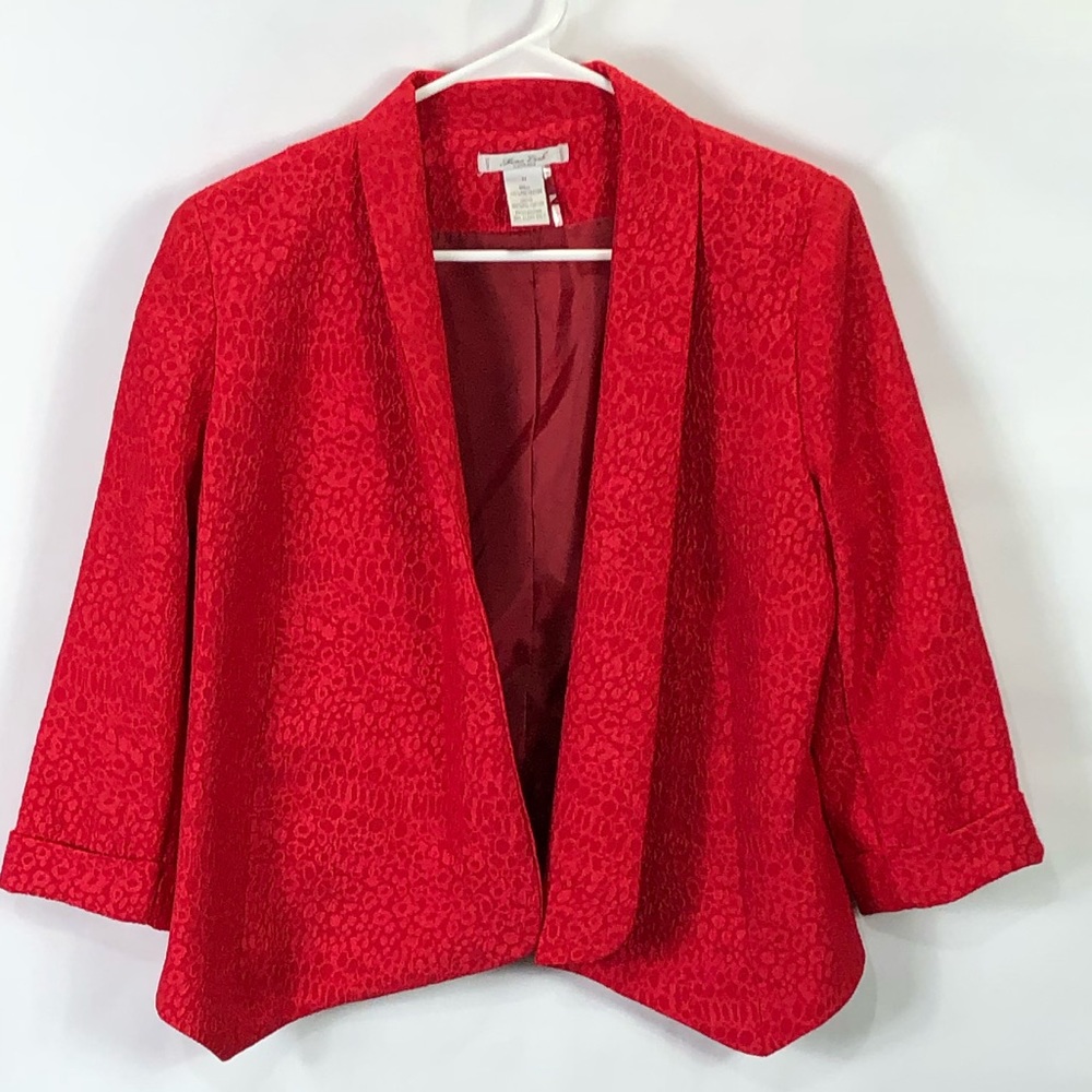 Mona Leah Couture Cardigan Jacket Open red textured women’s size medium Euc